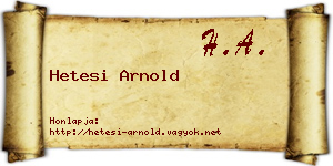 Hetesi Arnold névjegykártya